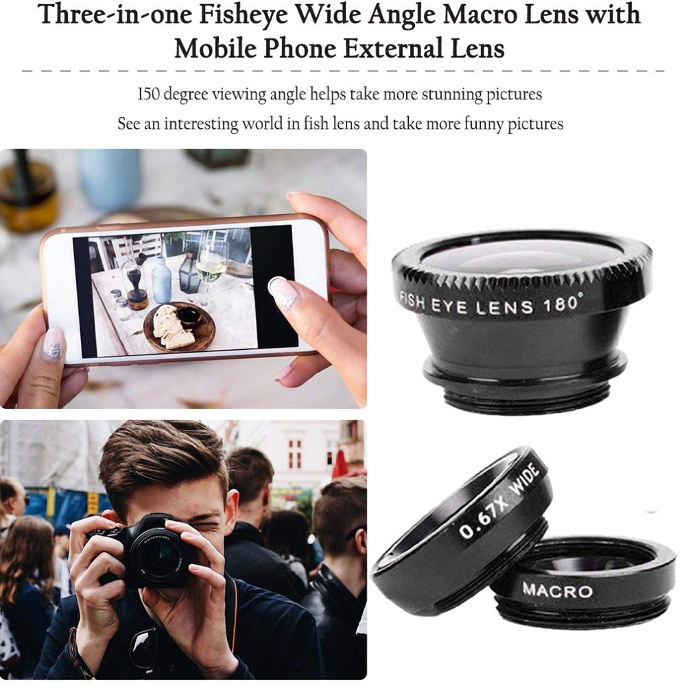 Universal 3 in 1 Fish Eye Lens - Photography Xiaomi 评论和价格