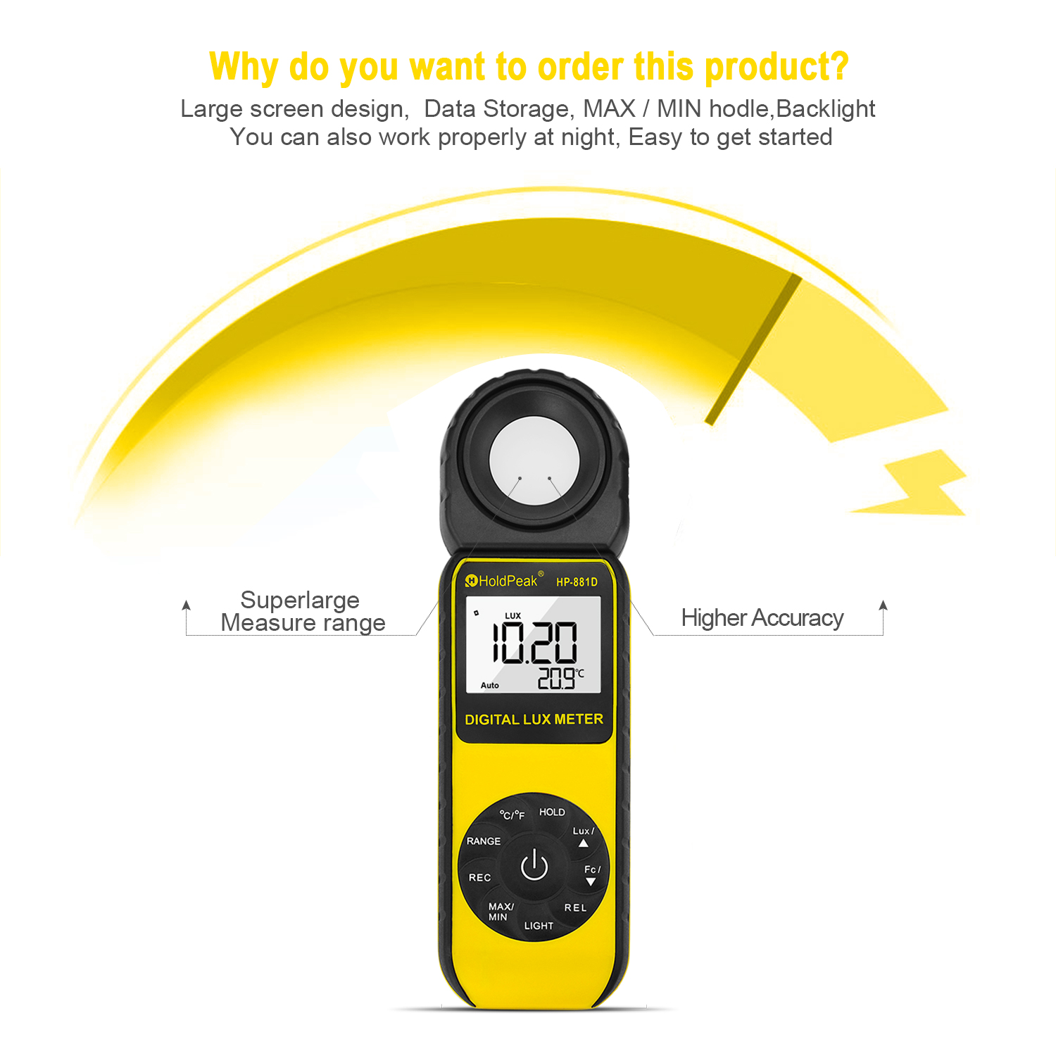 Digital Lux Meter 400K Lux LCD - Photography Hp 评论和价格