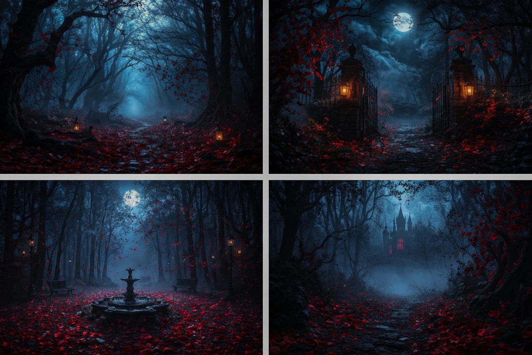 Dark Forest Moonlight Red Leav - Photography Dark Cloth 评论和价格