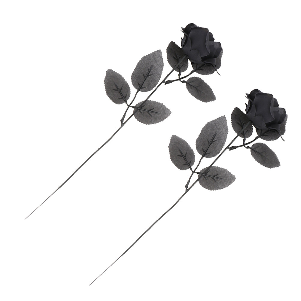 2Pcs Dark Faux Rose Flowers Re - Photography Dark Cloth 评论和价格