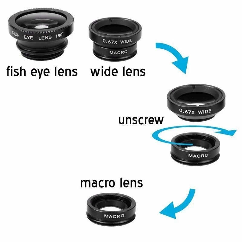 3in1 Fisheye Wide Angle Micro  - Photography Xiaomi 评论和价格